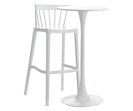 RAKI ASPEN Set mobilier tip bar pentru mic dejun masa 60x101cm cu 1 scaun alb 51x54x103cm