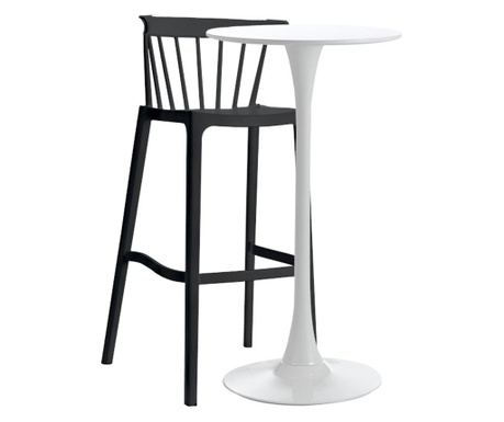 RAKI ASPEN Set mobilier tip bar pentru mic dejun masa 60x101cm cu 1 scaun negru 51x54x103cm