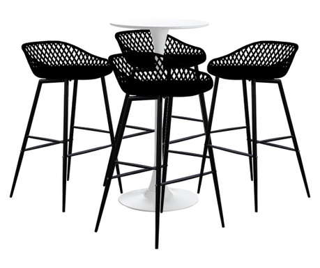 RAKI Set mobilier tip bar pentru mic dejun masa alba 60x101cm cu 4 scaune TOYAMA negre 48x47x95cm