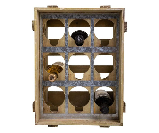 Suport sticle de vin Creaciones Meng, Wooden, lemn de brad, 33x33x43 cm, natural