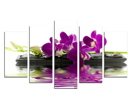 Картина-пано от 5 части Лилава орхидея, канава 108х60 см.