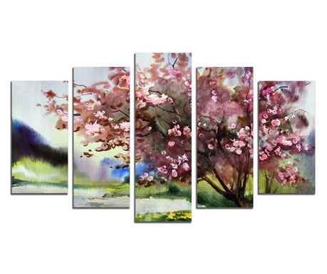 Картина-пано от 5 части Цветна пролет, канава 108х60 см.