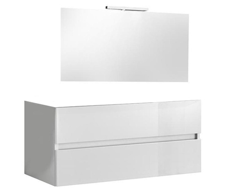 Set mobilier pentru baie 3 piese Tft Home Furniture, Bali Complete Gloss White, MDF lacuit, alb