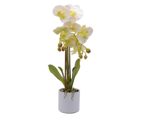 Orchidea művirág - fehér kaspóban 20.32cm x 20.32cm x 55.88cm