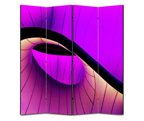 Paravan 4 piese TrueColor, Art Factory, Mov-Negru, Panza pe cadru de lemn, Decoratiuni Casa, 4 Panouri de 35x180, 140 x 180 cm