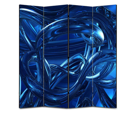 Paravan 4 piese TrueColor, Art Factory, Albastru, Panza pe cadru de lemn, Decoratiuni Casa, 4 Panouri de 35x180, 140 x 180 cm