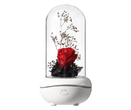 Lampa cu trandafir criogenat si functie de aromaterapie, Rose, USB, rosu