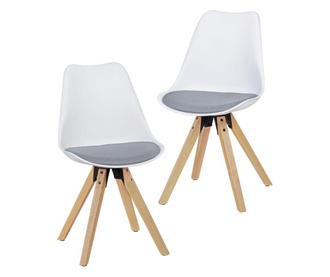 Set 2 scaune Wohnling, Scandinavia White Grey, alb/gri, 48x42x87 cm