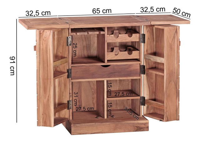 Bar Wohnling, Country Style, lemn masiv de salcam, 65x50x91 cm