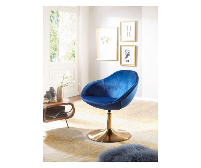 Rotirajuća fotelja Sarin Velvet Blue Gold