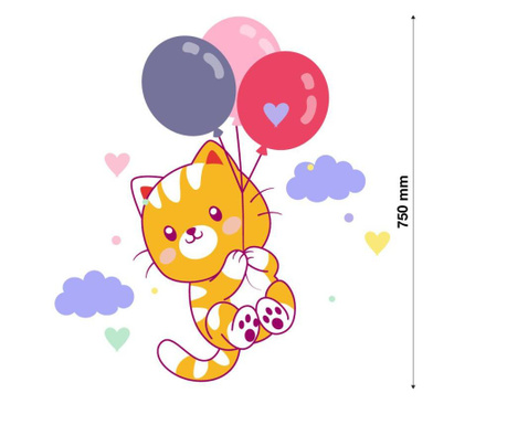 Sticker decorativ perete, design pentru copii - animale - pisica  dragalasa