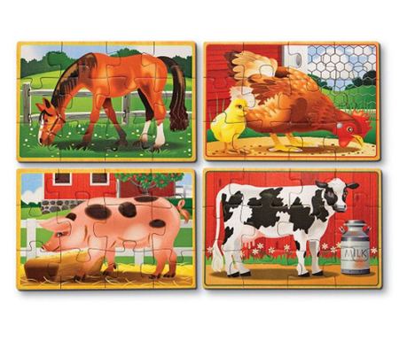 Set 4 Puzzle Lemn in Cutie - Animale Domestice - Vivre.ro