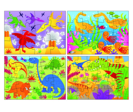 Set 4 Puzzle-uri Dinozauri, 12, 16, 20, 24 piese