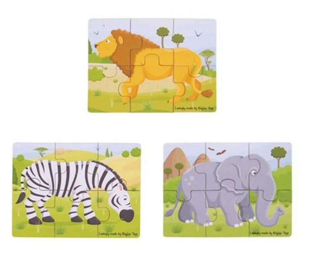 Set 3 Puzzle din Lemn - Jungla Vesela