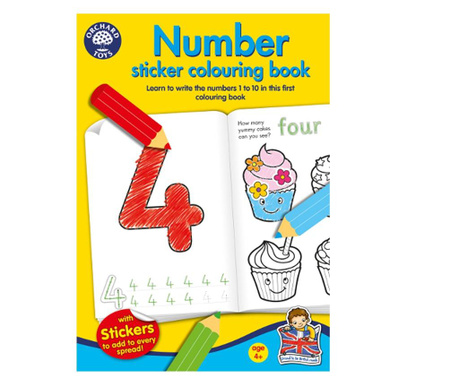 Carte de Colorat cu Activitati in Limba Engleza si Abtibilduri Invata numerele - Number