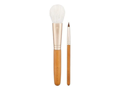 Set 2 pensule makeup profesional Kumano, pensula pentru blush si pensula pentru buze