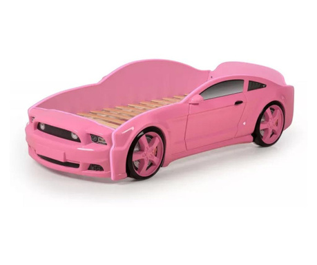 Детско легло тип кола Мустанг 3D в розов цвят