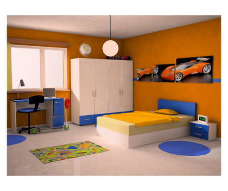 Детска стая Мебели Богдан модел Iko 1 BM, Син и бял цвят