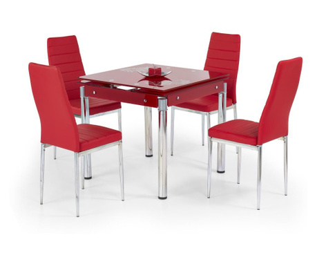 Разтегателна трапезна маса Мебели Богдан модел 27-Kent BM червен, стъкло / метал, размери: 80-130 / 80 / 76 см