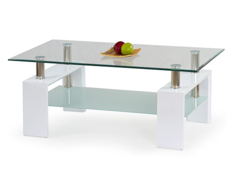 Холна маса Мебели Богдан модел 40-Diana White, размери: 110 / 60 / 45 см, материал: стъкло / МДФ лак