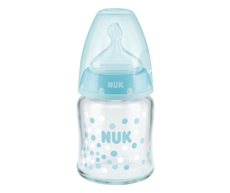 Biberon Nuk First Choice Plus Sticla 120 ml Tetina Silicon M 0-6 luni Bleu