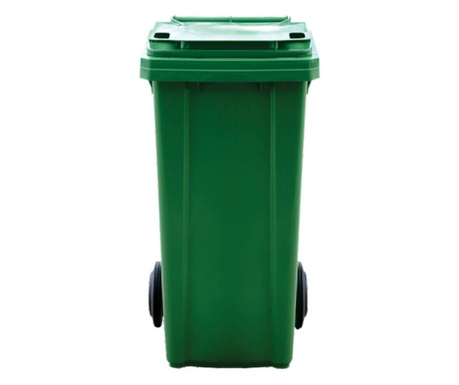 Пластмасов кош за отпадъци на колела, 120 литра, зелен