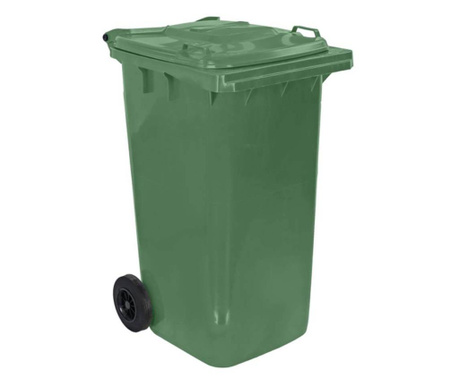 Полиетиленова кофа за смет на колела, 240 литра, зелена