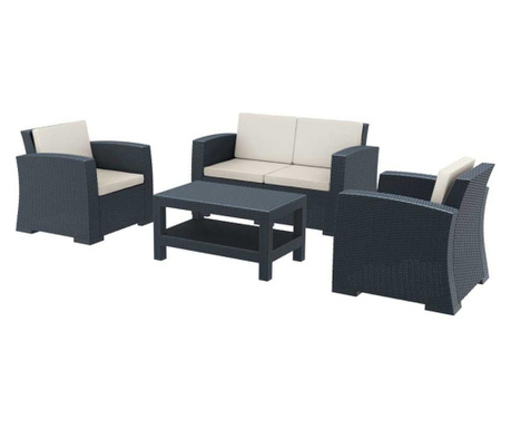 Комплект BM-Monako, Канапе и две кресла с ниска маса, с възглавници