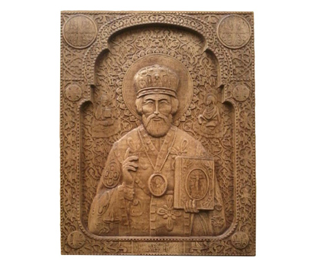 Икона - Свети Николай Чудотворец, цвят орех