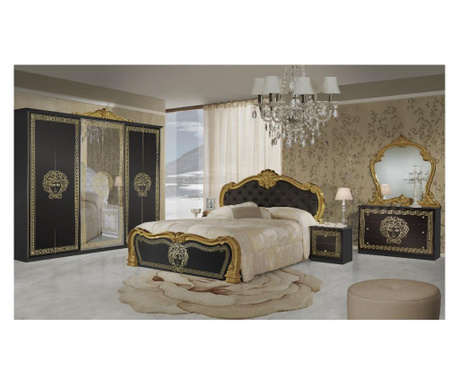 Спален комплект Vilma Nero-gold, с Шесткрилен гардероб, Версаче...