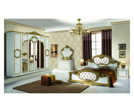 Спален комплект Barocco Bianco-gold, легло, нощно шкафче,...