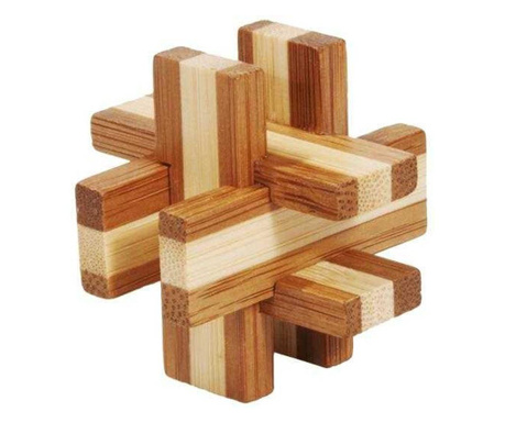 Joc logic IQ din lemn bambus in cutie metalica-6