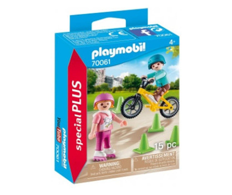 Figurina copii cu role si bicicleta