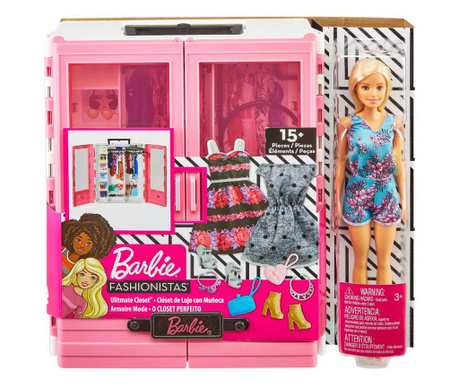 Barbie dulapior cu hainute si papusa
