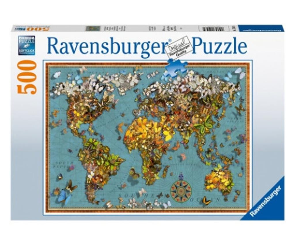 Puzzle harta lumii fluturi, 500 piese