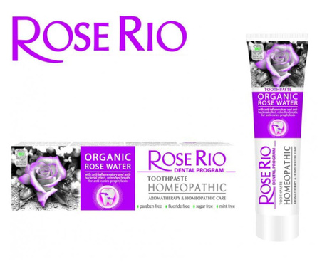 ROSE RIO HOMEOPATHIC - Хомеопатична паста за зъби със 100% био - органична Розова вода, 65 ml