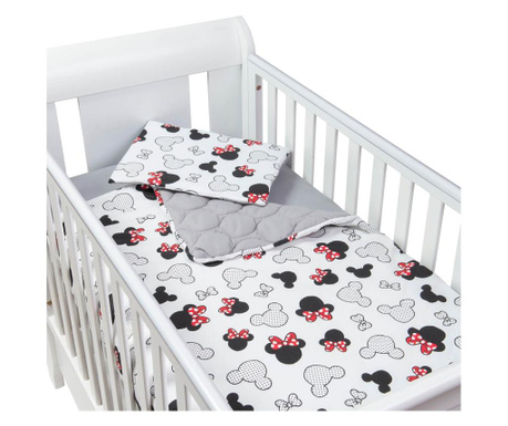 Set lenjerie matlasata 3 piese Kidizi Minnie, include perna, plapumioara si cearceaf