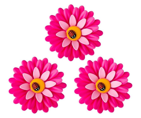 RESIGILAT Set 3 magneti de frigider Flower Power Pink