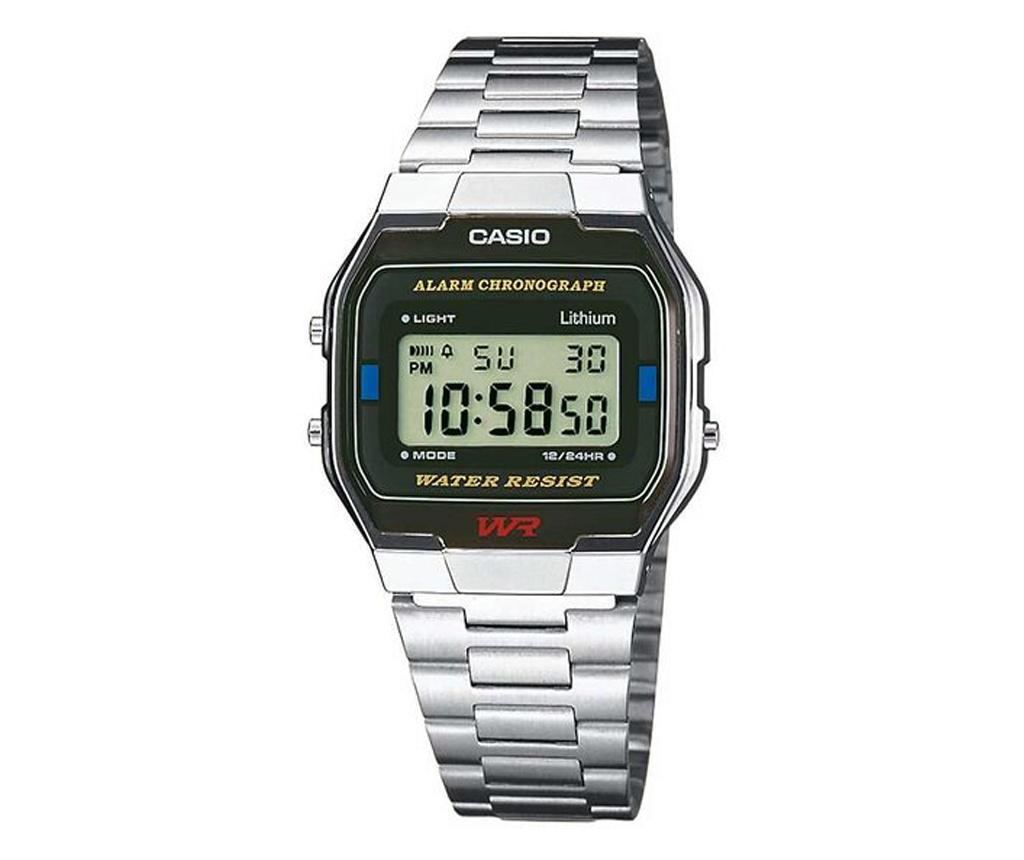 Ceas barbatesc CASIO A163WA-1QES, 33mm, 3ATM, Argintiu  33 mm