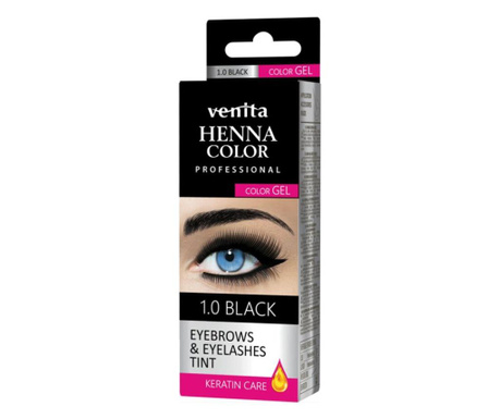 Vopsea de gene si sprancene Henna Color Gel, Negru, 1.0, Venita, 15ml