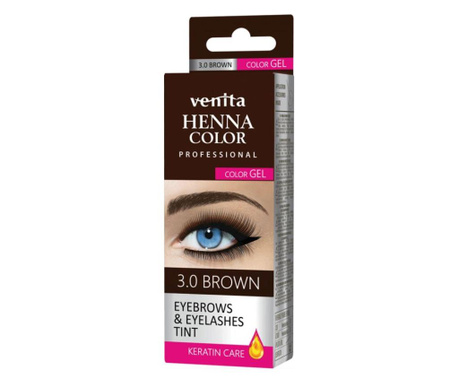 Vopsea de gene si sprancene  Henna Color Gel, Maro Inchis, 3.0, Venita, 15ml