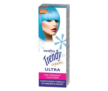 Vopsea de par semipermanenta, Trendy Cream Ultra, Venita, Nr. 35, Azure blue