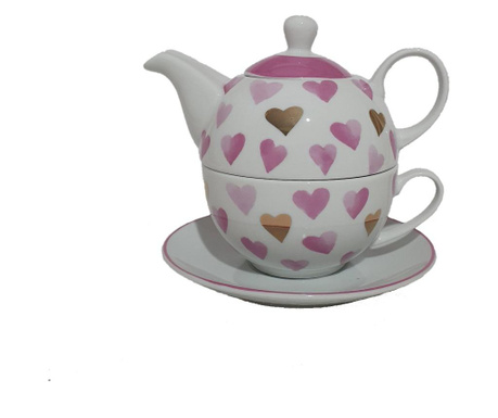 Set de ceai Tea For One Pink Heart 16 x 15 x 15 cm