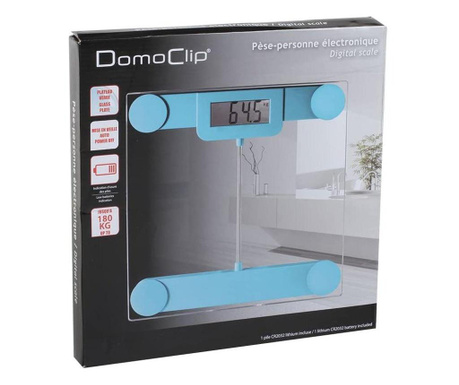Cantar Digital Corporal DomoClip DOM253BA, 150 kg,Stand-by automat, Indicator consum Baterie, Albastru