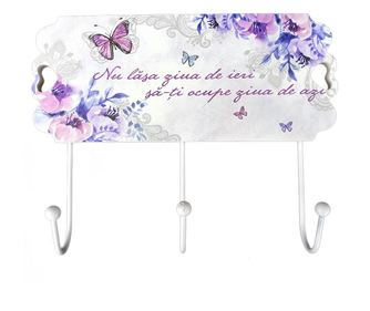 Cuier decorat cu flori,  3 agatatori, 1090E-3