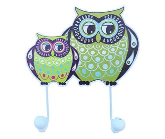 Cuier de de perete, Bufnite, 2 agatatori, 19 cm, 1043GX