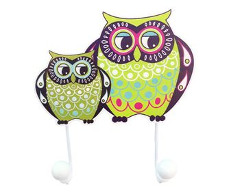 Cuier de de perete, Bufnite, 2 agatatori, 19 cm, 1043GX-1