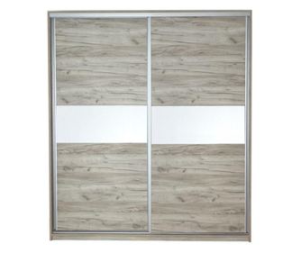Dulap cu usi culisante, Stejar Gri/ Alb, H240 x L200 x A60 cm Lara Modul, 2021, PAL, 200x60x240 cm, Stejar Gri/Alb