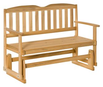 Градинска люлееща се пейка Outsunny с 2 места и подлакътници от ела