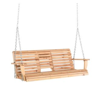 Outsunny Leaganr Suspendat cu 3 Locuri din Lemn pentru Gradina sau Terasa cu Masuta